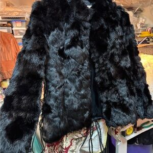 Luxurious Black Rabbit Fur Jacket